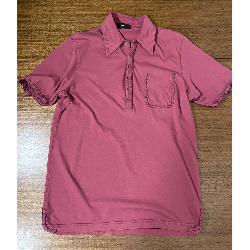 Z Zegna Polo Shirt Mens M Dusty Rose Red Garment Dyed Trim Pocket Designer Italy
